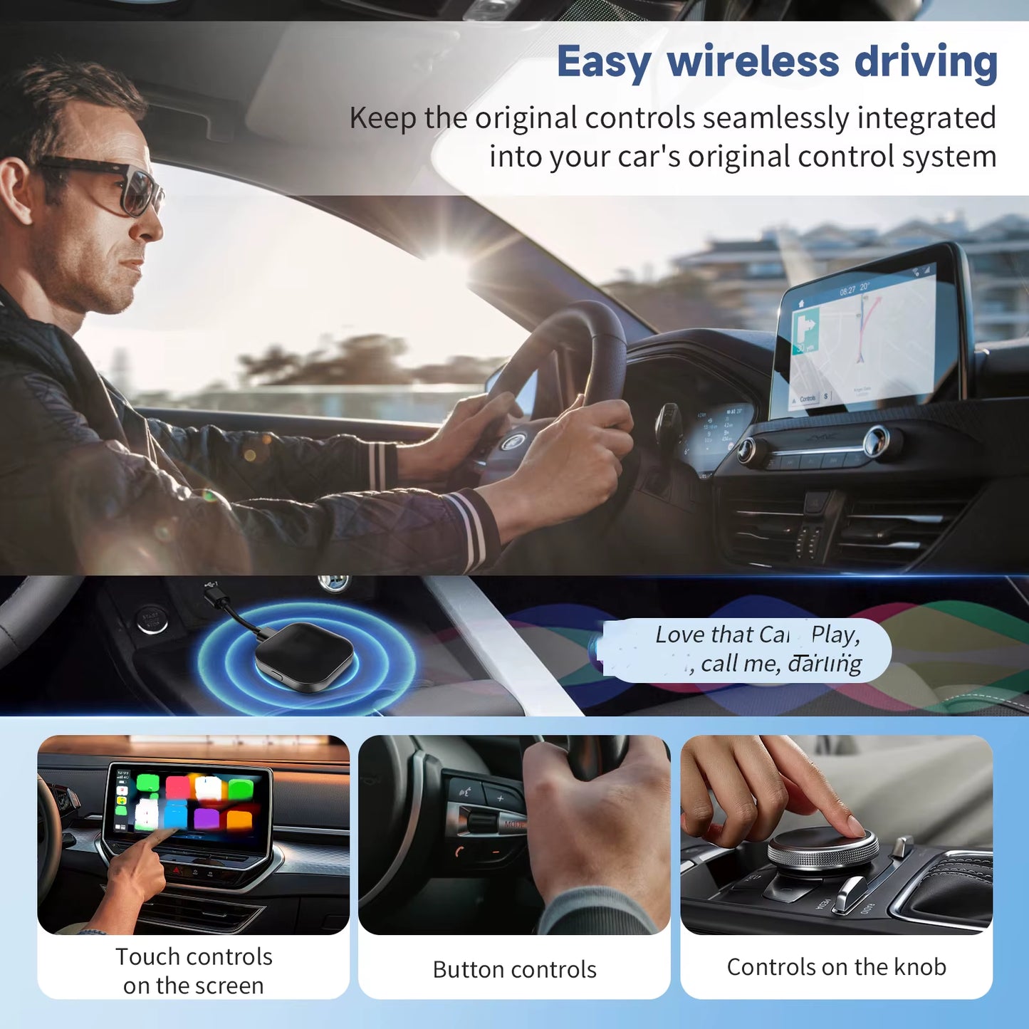 C1 Wireless Carplay AI BOX Wireless Android Auto WIFI 2.4G & 5.8Ghz BT5.0 Auto Connect Plug&Play for Wired AA CP Cars