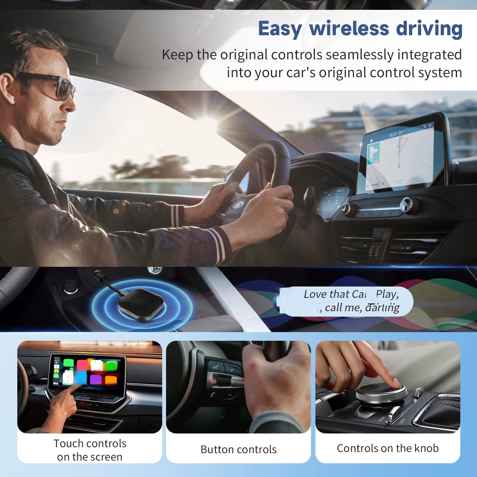 C1 Wireless Carplay AI BOX Wireless Android Auto WIFI 2.4G & 5.8Ghz BT5.0 Auto Connect Plug&Play for Wired AA CP Cars