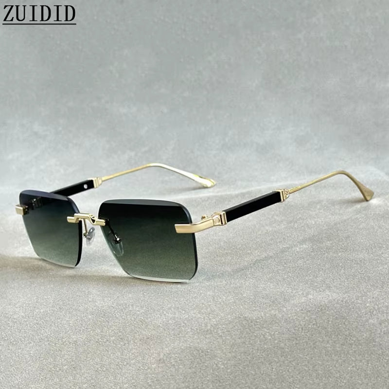 Designer Sunglasses for Men Vintage Rimless Sunglasses Women Trendy Luxury Square Fashion Glasses Vintage Gafas De Sol Hombre