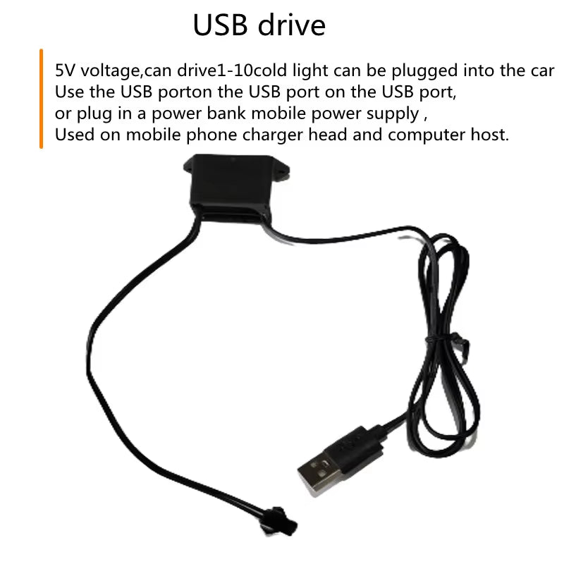 1M/3M/5M Car Interior Led Decorative Lamp EL Wiring Neon Strip for Auto DIY Flexible Ambient Light USB Party Atmosphere Diode