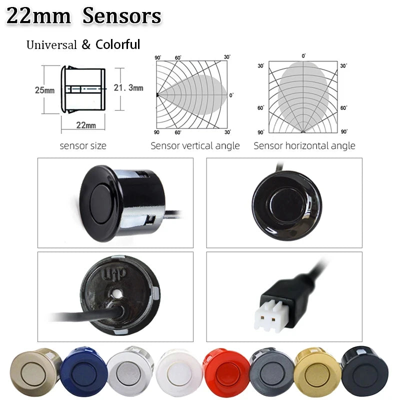 4 Sensors Buzzer 22Mm Car Parking Sensor Kit Reverse Backup Radar Sound Alert Indicator Probe System 12V Free Shipping