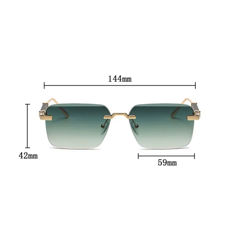Designer Sunglasses for Men Vintage Rimless Sunglasses Women Trendy Luxury Square Fashion Glasses Vintage Gafas De Sol Hombre