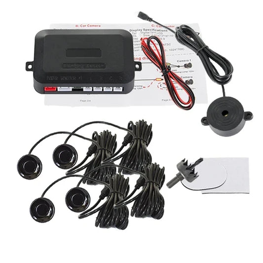 4 Sensors Buzzer 22Mm Car Parking Sensor Kit Reverse Backup Radar Sound Alert Indicator Probe System 12V Free Shipping