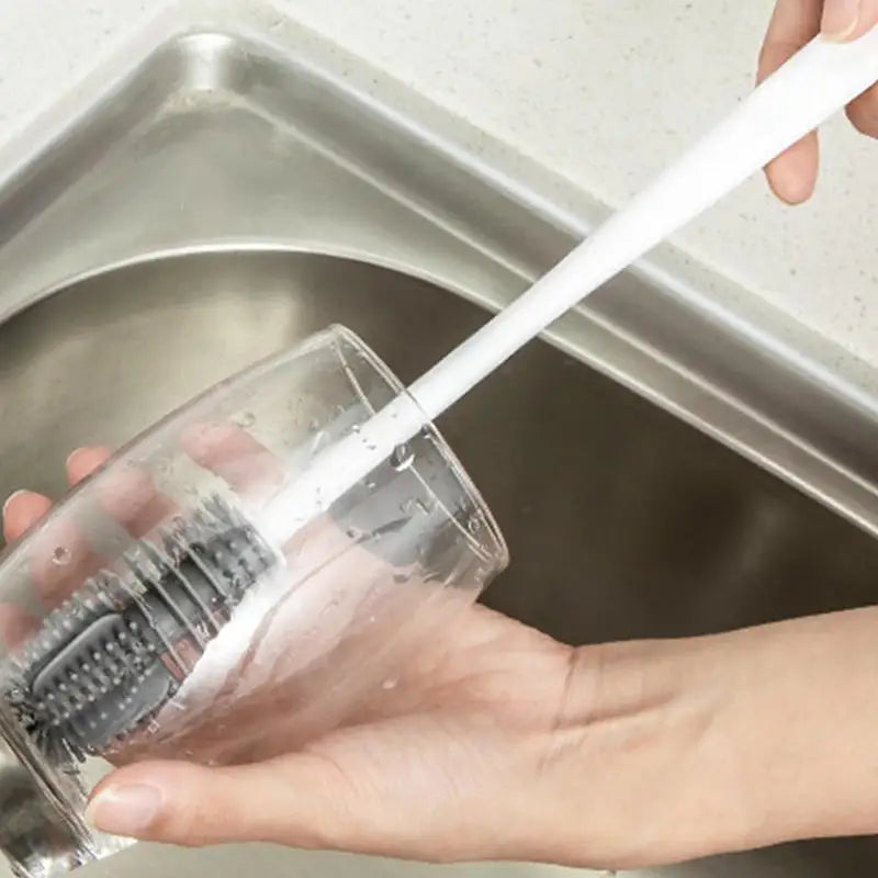 Silicone Bottle Brush Insulation Cup Washing No Deadend Long Handled Cleaning Brush Household Multifunctional Cleaning Tools