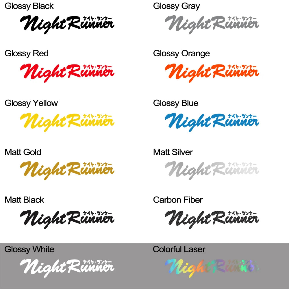 Car Sticker Japanese JDM Racing Sticker Night Runner Front Windshield Waterproof Vinyl Film Decor Decals Auto Tuning Accessories