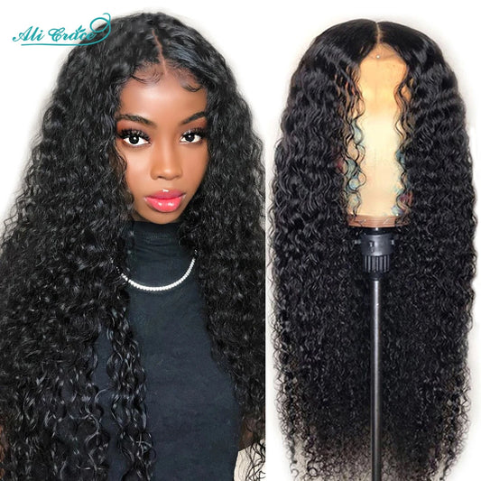 Hair Brazilian Kinky Curly Human Hair Wigs Pre-Plucked 13X4 Lace Frontal Wig Remy Hair Deep Curly 4X4 Lace Closure Wig