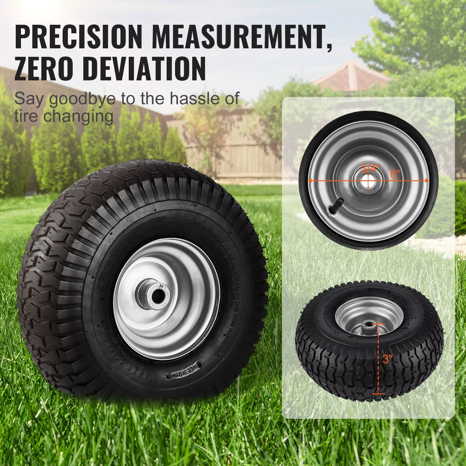 Lawn Mower Tires Turf Pneumatic Tires 2-Pack Tire and Wheel Assemblies 16 PCS Adapters for Riding Mowers Lawn Tractors