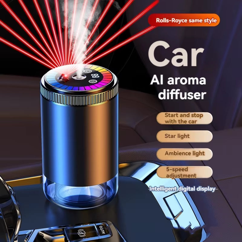 Smart Car Air Freshener Rechargeable Aroma Diffuser 5 Levels of Adjustable Intelligent Diffuser Pickup Light Starry Sky Summit