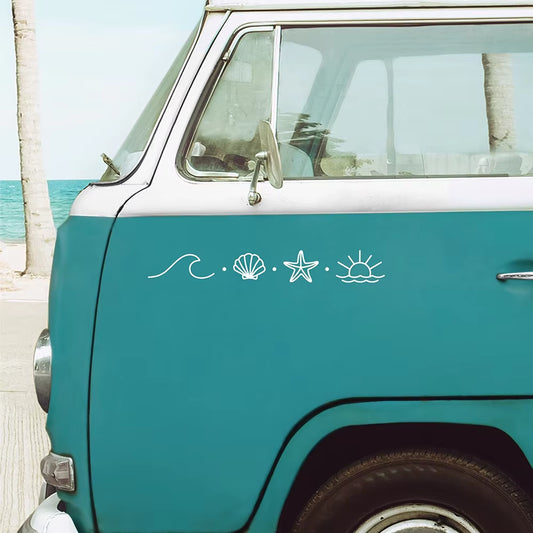 Camper Van Caravan Car Stickers Rv Beach Seashell Decals Sea Animal Design Vinyl Decor Accessories