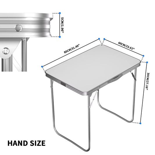 2.6FT/80CM Aluminum Folding Table Camping Table Portable Catering Dinner Table for Picnic Garden Party Bbq,80X60X69Cm