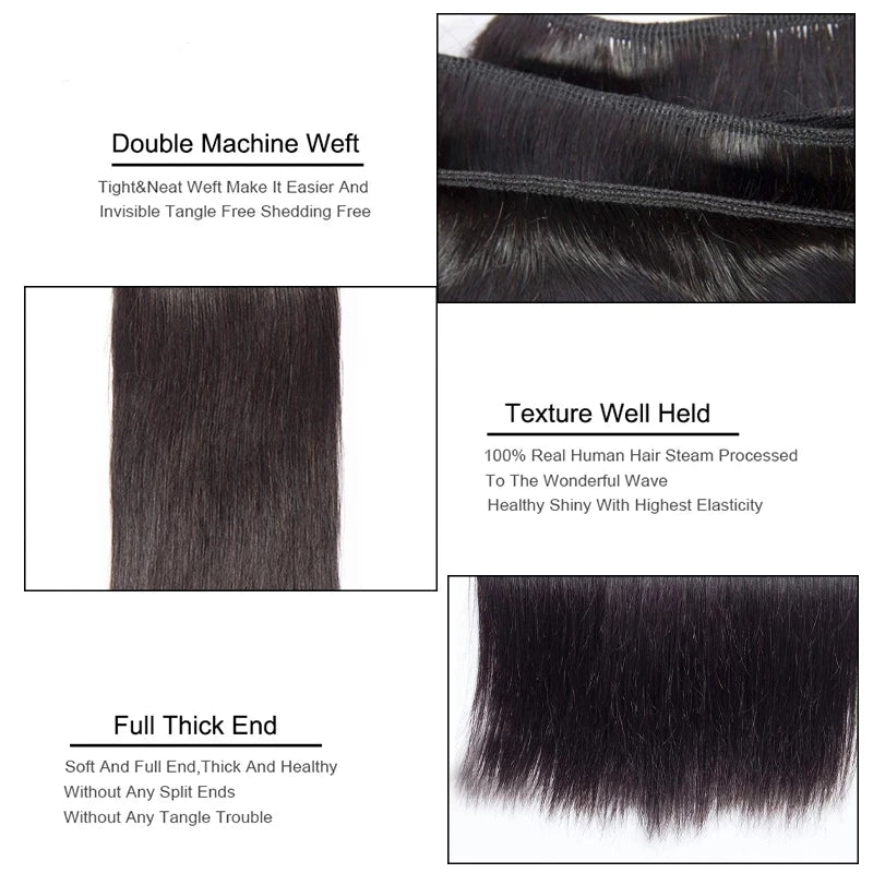 Peruvian 100% Human Hair Straight Bundles Weaving Weave for Black Women 3 4 Bundles Deal Natural 30 Inch Bundle Hair Extensions