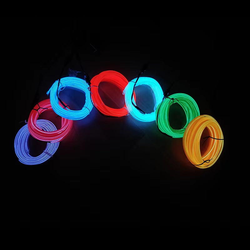 1M/3M/5M Car Interior Led Decorative Lamp EL Wiring Neon Strip for Auto DIY Flexible Ambient Light USB Party Atmosphere Diode
