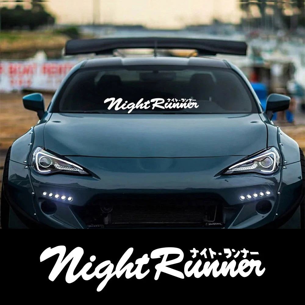 Car Sticker Japanese JDM Racing Sticker Night Runner Front Windshield Waterproof Vinyl Film Decor Decals Auto Tuning Accessories
