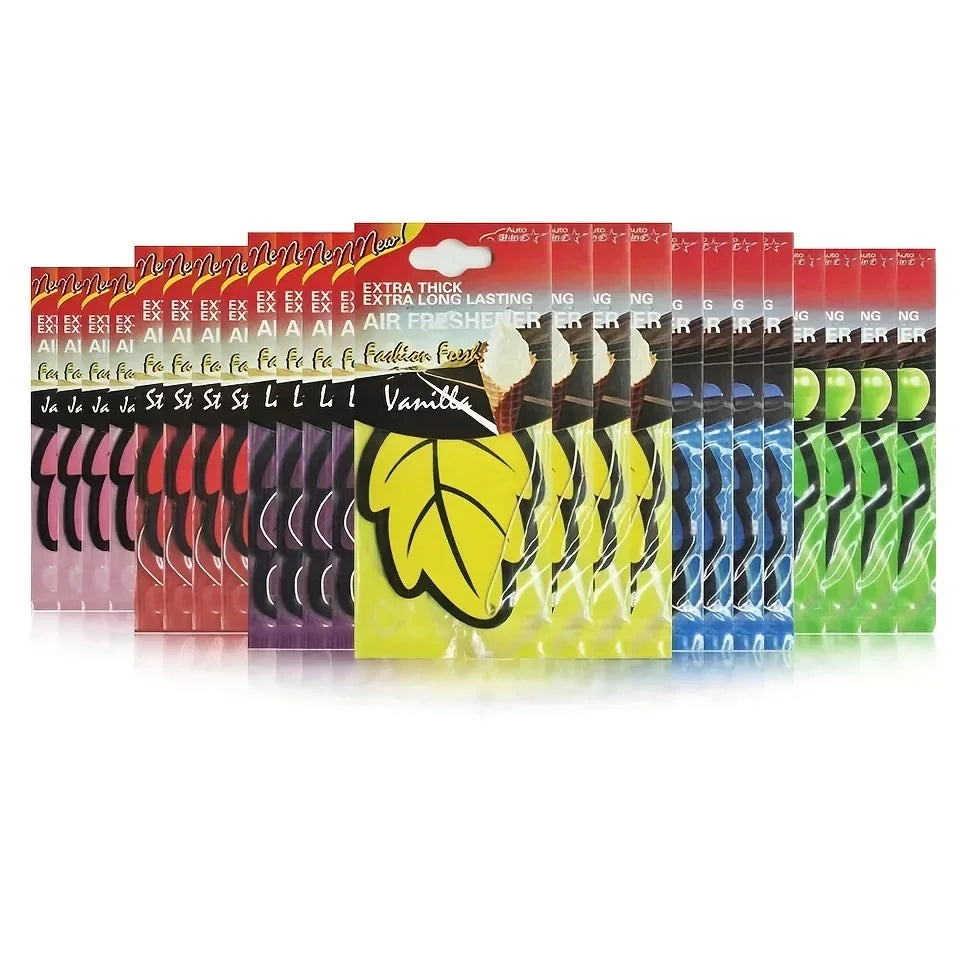 6-60Pcs Car Air Freshener Natural Scented Tea Paper Auto Hanging Vanilla Perfume Fragrance Leaf Shape Car Accessories Interior