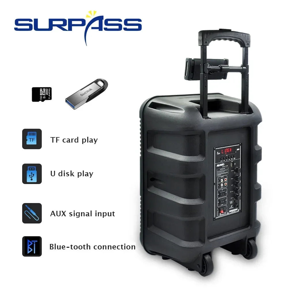 Portable Outdoor Speaker Subwoofer 200W High Power Wireless Stereo Karaoke Trolley BT Speakers FM Radio Battery Soundbox