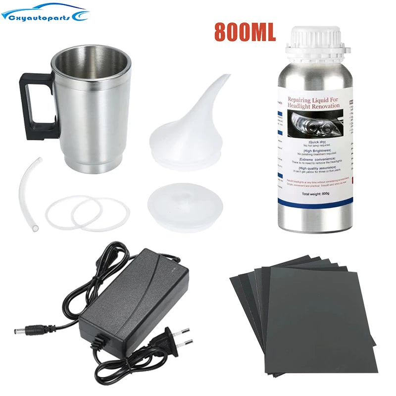 Car Headlight Restoration Polish Kit Polish Car Headlights 800ML Liquid Polymer Faros Car Headlight Polishing Repair Kit